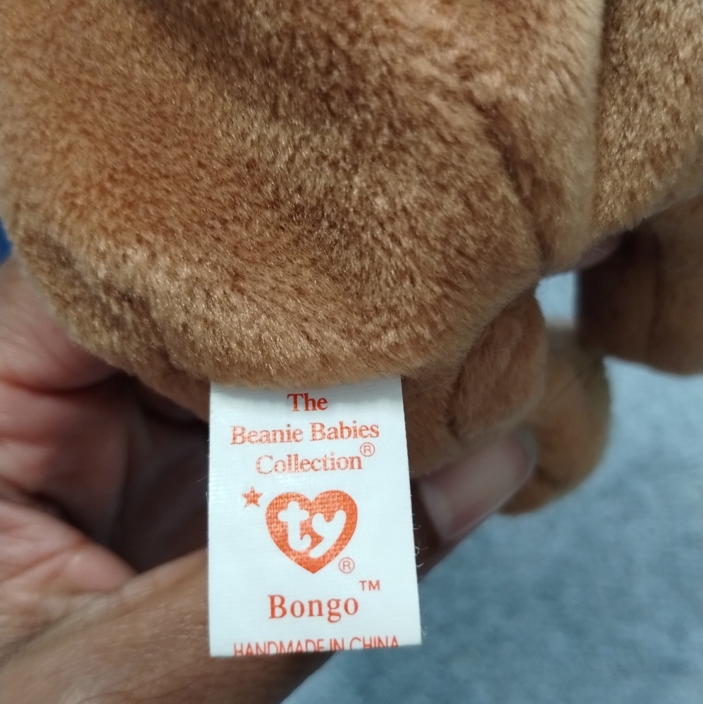 -Ty Beanie Babies Bongo The Monkey Tan Tail - 10" - Picture 11 of 17